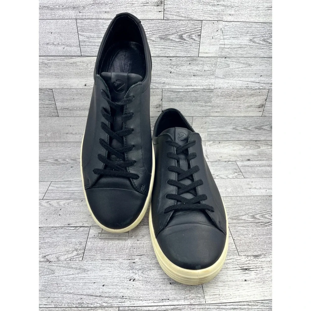 ECCO Soft 7 Sneakers Black Leather Lace Up Men's EU 43 US 9-9.5‎ Casual Comfort